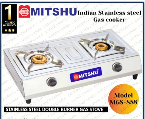 Mitshu Stainless Steel Double Burner Gas Cooker - MGS-888